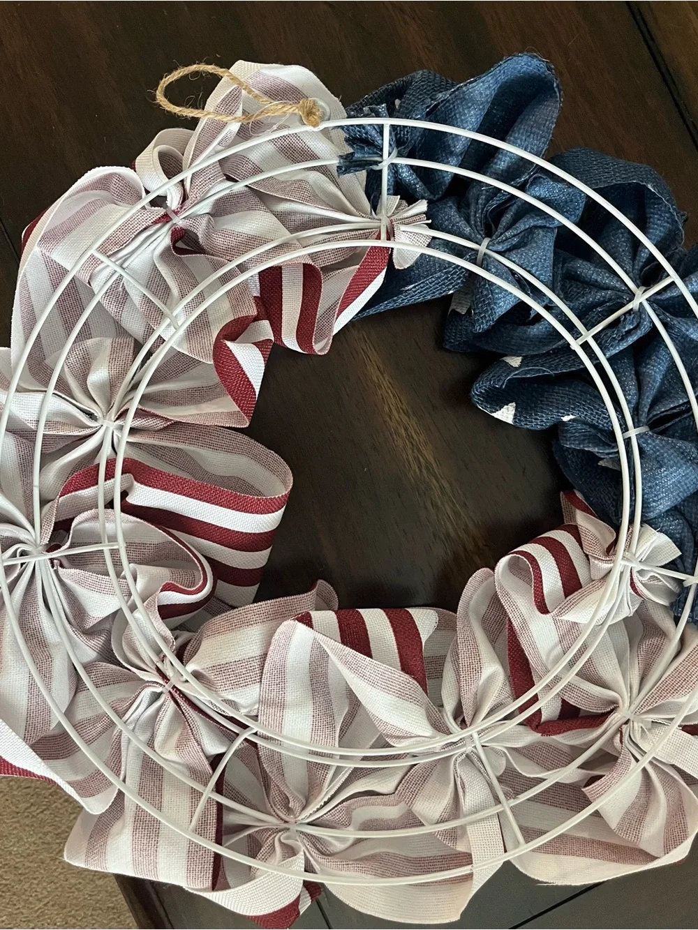 Patriotic Red, White & Blue Star and Stripe Decorative Wreath